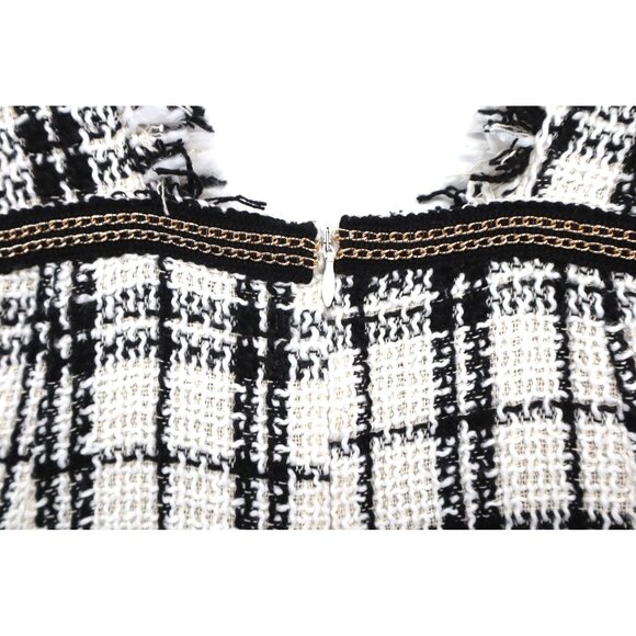 Pink & Flare Plaid Tweed Overall Frayed Edges w/ Shorts V-Neckline Women's Small - Picture 9 of 11